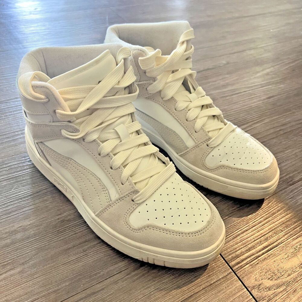 Puma Rebound LayUp Marshmellow Cream Ivory Suede High Top Womens Sneak Size 7